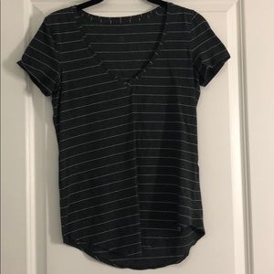 Grey and white stripe lulu shirt